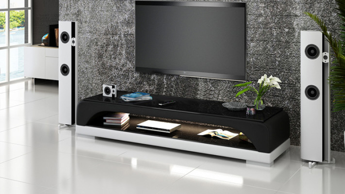 RTV TV dressoir Lederen glazen tafel tv-kast tafel Lowboard Mo.H