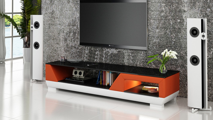 RTV TV dressoir Leder Glas Tisch televisiekast Tabel Lowboard Mo.I