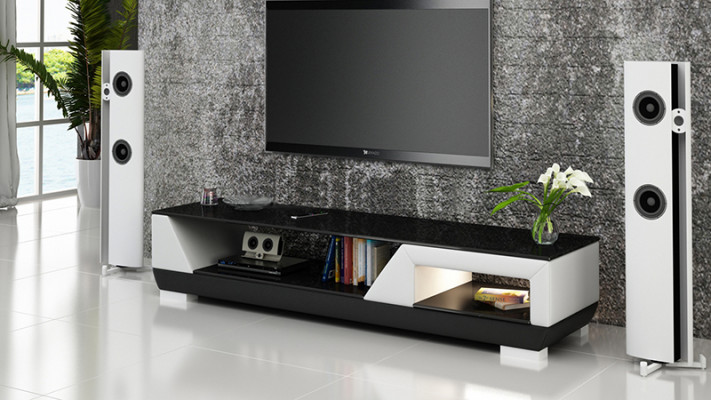 RTV TV dressoir Leder Glas Tisch televisiekast Tabel Lowboard Mo.I