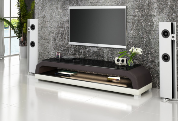 RTV TV-sideboard Leder Glas Tafel Televisie kast Tafel Decor Designer