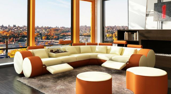 Hoekbank Bank Bank Bekleding Woonlandschap Leren Hoekbank Set L Vorm Madrid