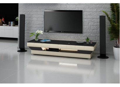 RTV TV Sideboard Leder Dekor Glas Tisch Fernseh Schrank Tisch Designer RTV TV-meubel Leer Decor Glas Tafel TV-kast Tafel Ontwerper