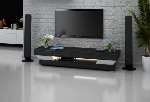 RTV TV Sideboard Leder Dekor Glas Tisch Fernseh Schrank Tisch Designer RTV TV-meubel Leer Decor Glas Tafel TV-kast Tafel Ontwerper