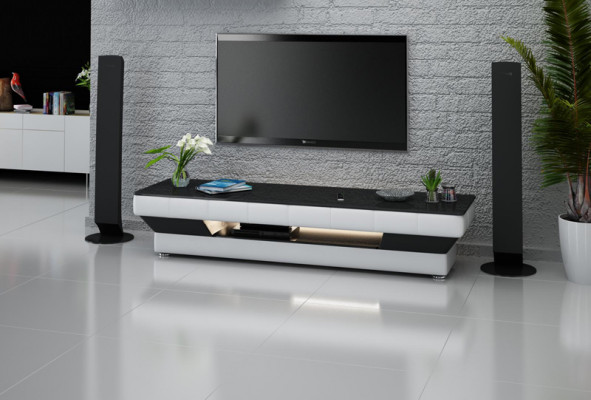 RTV TV Sideboard Leder Dekor Glas Tisch Fernseh Schrank Tisch Designer RTV TV-meubel Leer Decor Glas Tafel TV-kast Tafel Ontwerper