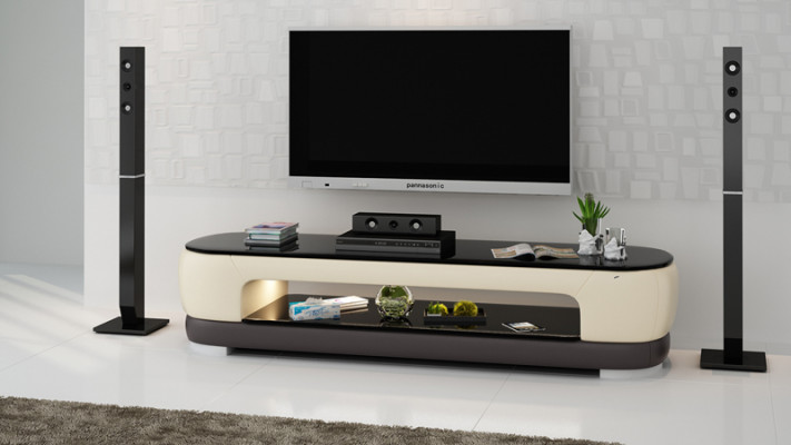 RTV TV Sideboard Decor Leder Glas Tisch Fernseh Schrank Tisch Designer.