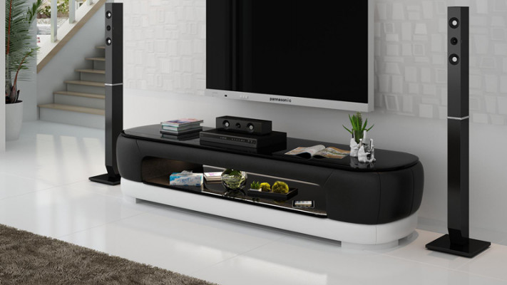 RTV TV Sideboard Decor Leder Glas Tisch Fernseh Schrank Tisch Designer.