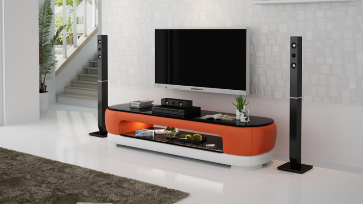 RTV TV Sideboard Decor Leder Glas Tisch Fernseh Schrank Tisch Designer.