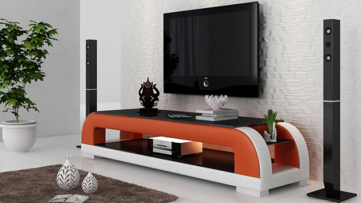 RTV-tv-meubel decor leer glazen tafel tv-kast Ontwerper