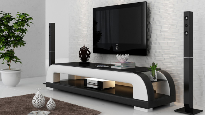 RTV-tv-meubel decor leer glazen tafel tv-kast Ontwerper