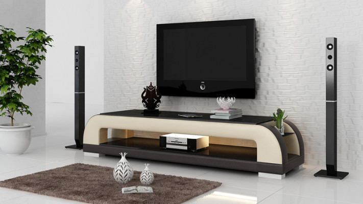 RTV-tv-meubel decor leer glazen tafel tv-kast Ontwerper