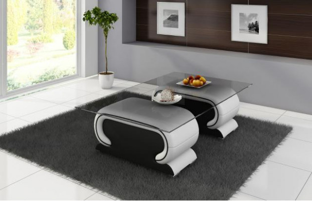 Ontwerper glazen tafel tafel gestoffeerde lederen tafel bank sofa leren tafels