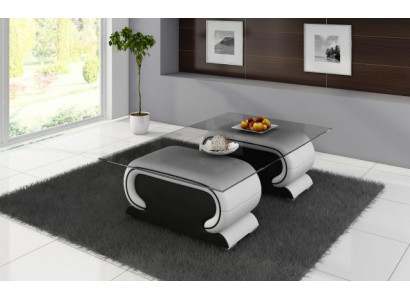 Ontwerper glazen tafel tafel gestoffeerde lederen tafel bank sofa leren tafels