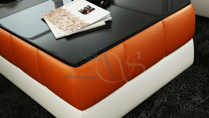 Ontwerper salontafel Gestoffeerde tafel Lederen glazen tafels Glazen tafels #SBA1A