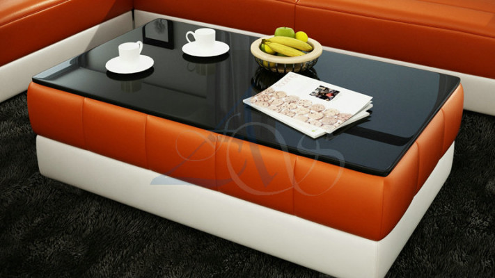 Ontwerper salontafel Gestoffeerde tafel Lederen glazen tafels Glazen tafels #SBA1A
