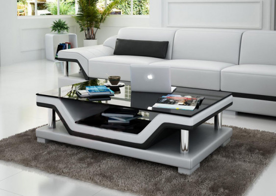 Designer salontafel Gestoffeerde tafel leer glas Moderne tafels #SB3009