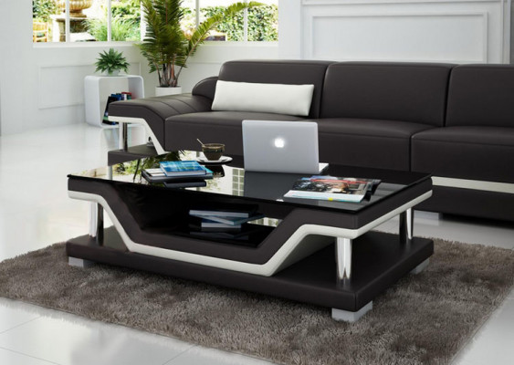 Designer salontafel Gestoffeerde tafel leer glas Moderne tafels #SB3009