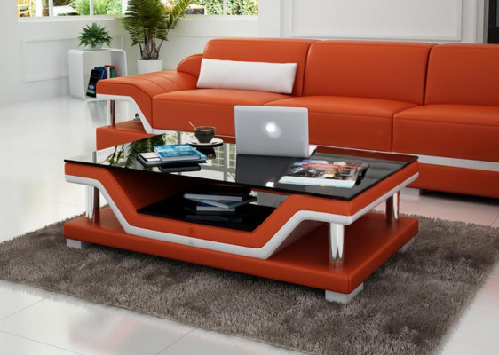 Designer salontafel Gestoffeerde tafel leer glas Moderne tafels #SB3009