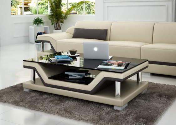 Designer salontafel Gestoffeerde tafel leer glas Moderne tafels #SB3009