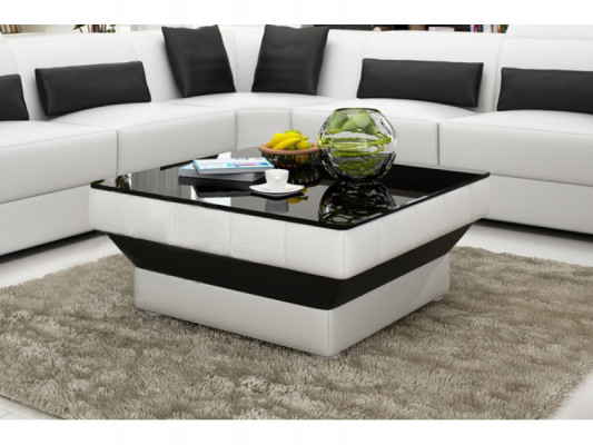 Ontwerper salontafel gevoerde tafel leer glazen moderne tafels #8009