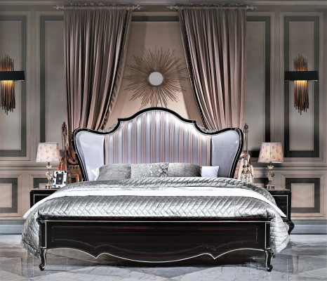 Bed Dubbel Hotel Italiaanse Bedden 2x Nachtkast Slaapkamer 3-delig Antiek Stijl