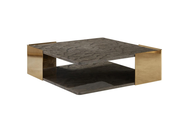 Salontafel Donkergrijs Marmer Woonkamer Roestvrij Staal Modern Ontwerp