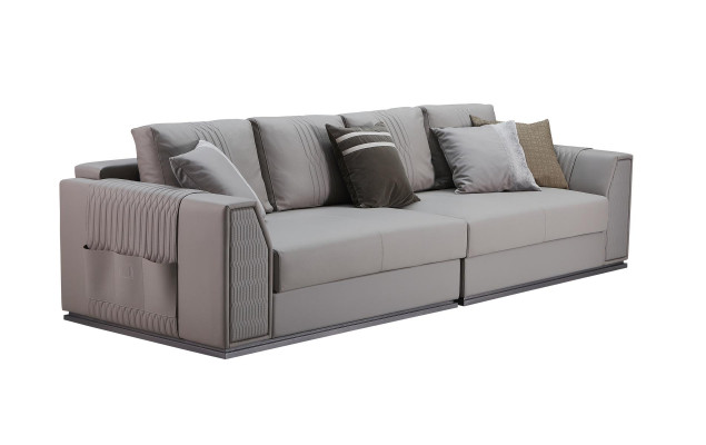 Bank 3-zits Leder Modern Taupe Design Bank Nieuw Creatief Meubilair Banken Luxe