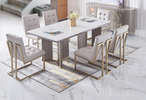 Tafelset garnituur Eettafel 6 stoelen Luxe stijl Meubilair 8-delig Stoelgroep