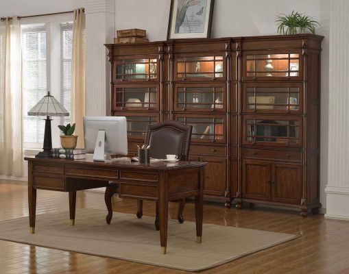 Schrijftafel set kantoor uitrusting tafel chef stoel kast inrichting Nieuw 5-delig.