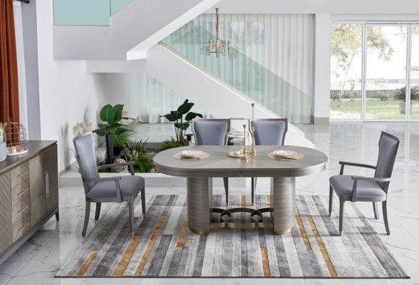 Hoogwaardige eetkamermeubels in hotelstijl, compleet set tafel.