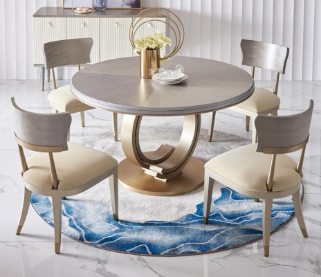 Complete eetkamerset Ronde tafel + 4x armstoel stoelen