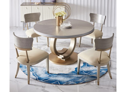 Complete eetkamerset Ronde tafel + 4x armstoel stoelen