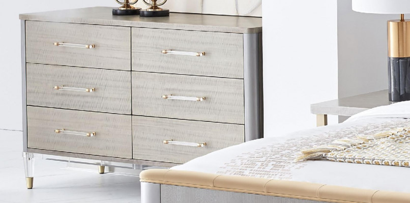 Bed nachtkastje 4-delige slaapkamerset ontwerp Modern Luxe Beddengroep Leer