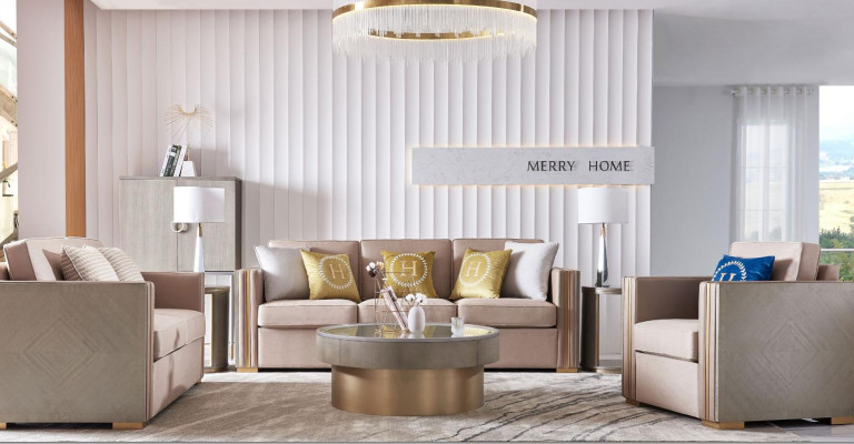 Designer bank zitkussen 3+1 zits beige roestvrijstalen set bank fluweel nieuw