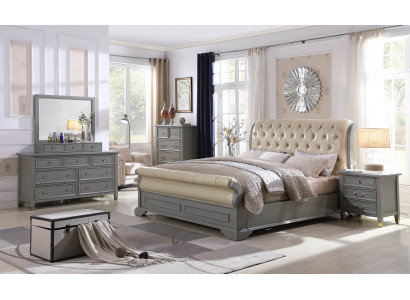 Slaapkamer set Ontwerper Luxe Houten Meubels 180x200cm Bed 2x Nachtkastje 3-delig.