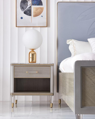 Luxe bed slaapkamer meubels 2x nachtkastje set Bedden Dubai hotel meubels.