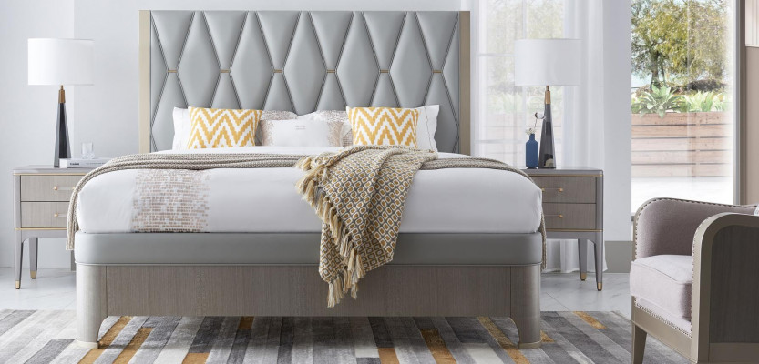 Bed 2x Nightstand 3 pcs. Bedroom Set Design Modern Luxury Group
