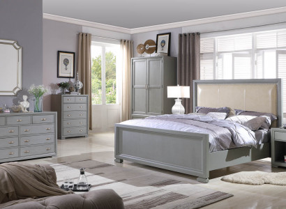 Bed 2x Nightstand 3-piece Bedroom Set Bed Furniture Chesterfield 180x200cm