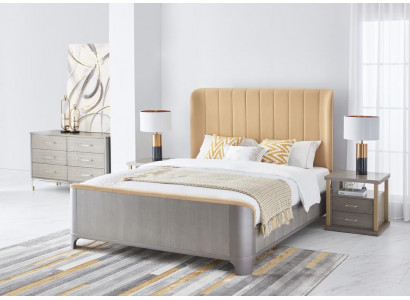 Slaapkamer set Bed Nachtkastje Ontwerp Modern Bedden Groep Leer 3-delig.