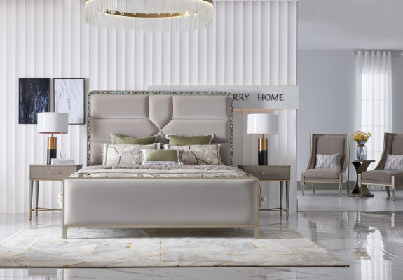 Luxe bed slaapkamer meubels 2x nachtkast set Bedden Dubai hotel 3-delig