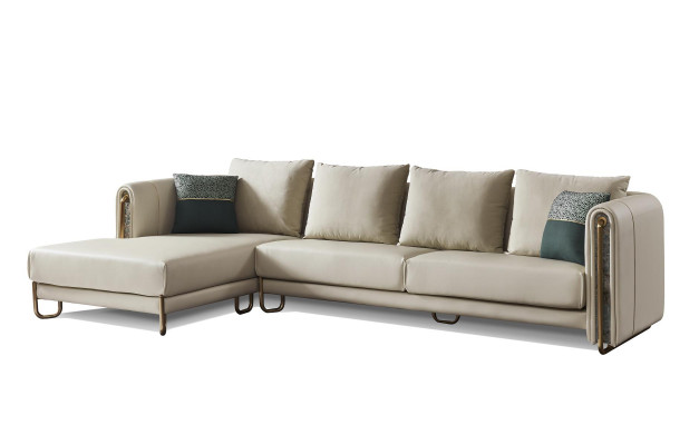 Bank Bankstel Bekleding Set Woonlandschap Ontwerp Hoekbank Leer L-Vorm