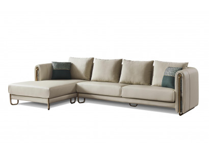 Bank Bankstel Bekleding Set Woonlandschap Ontwerp Hoekbank Leer L-Vorm