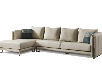 Bank Bankstel Bekleding Set Woonlandschap Ontwerp Hoekbank Leer L-Vorm