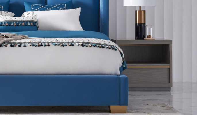 Bed leder 2x nachtkastje 3-delig Slaapkamer set meubels Moderne luxe