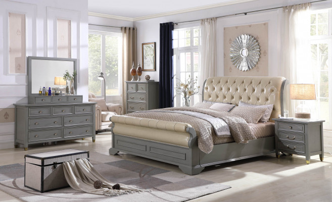 Bedbekleding Ontwerp Luxe Houten Tweepersoons Hotelbedden Slaapkamer Leder Grijs