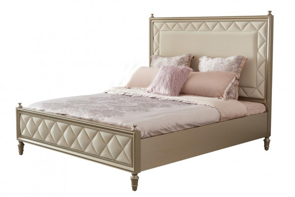 Klassiek bed Tweepersoonsbed Designer Leer Hotel Beklede Bedden Textiel Huwelijk