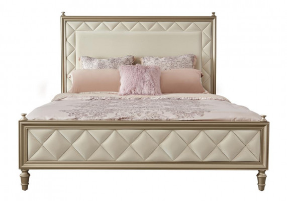 Klassiek bed Tweepersoonsbed Designer Leer Hotel Beklede Bedden Textiel Huwelijk