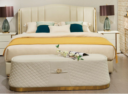 Bed Luxe bed Luxe slaapkamer design bedden Textiel Lederen bedframe