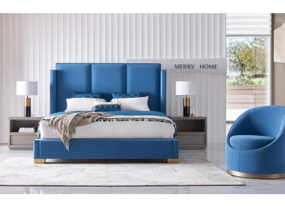 Royal Blue Bed Double Bedroom Beds Textile 180x200 Luxury Hotel
