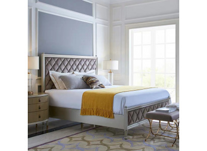 Klassiek ontwerp bed slaapkamer textiel lederen bekleding Italiaanse meubels