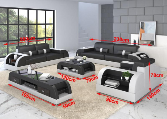 Bankstel Salonset 3+3 Zits Sets Lederen Bankstellen Bekleding Driepersoons Nieuw
